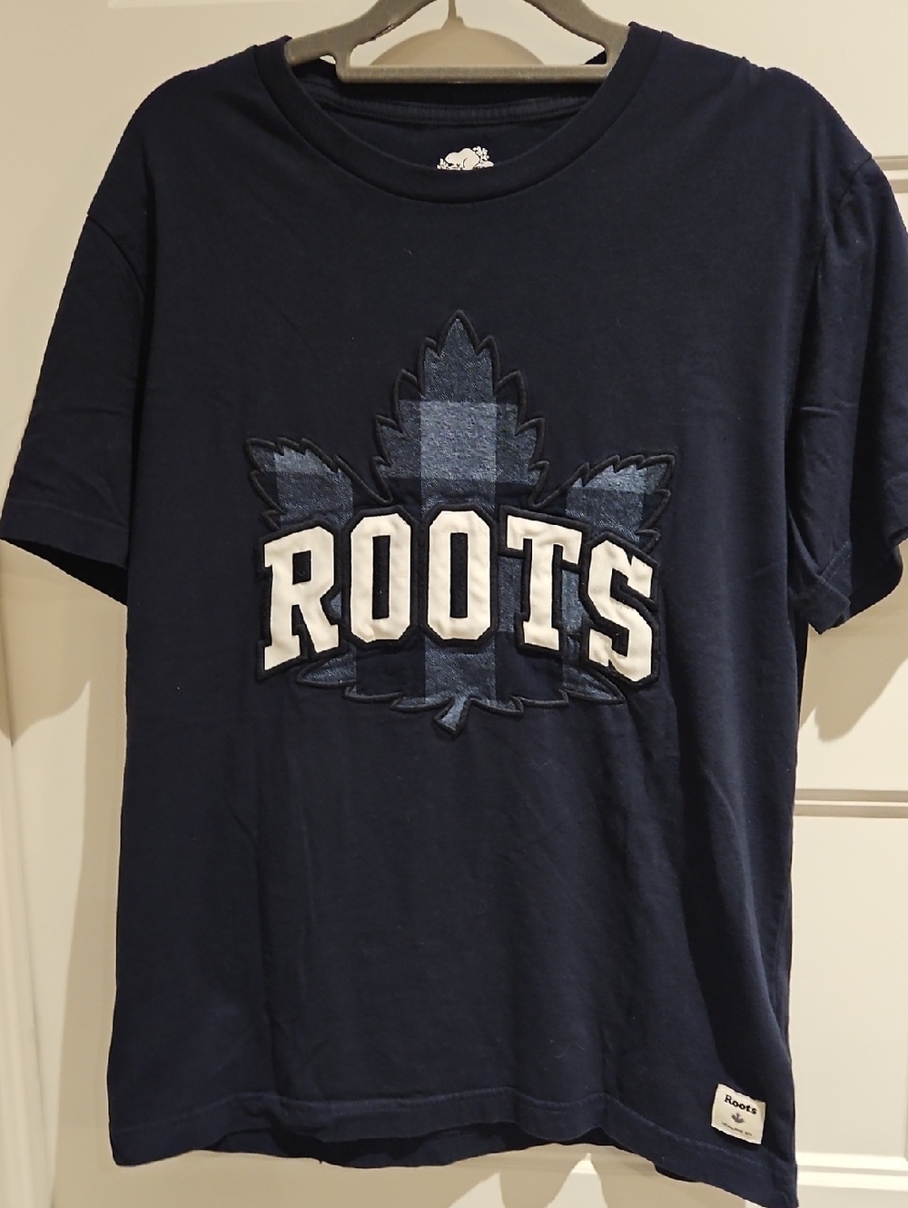 Unisex Roots Navy Blue Short Sleeve Tee with Logo Patch